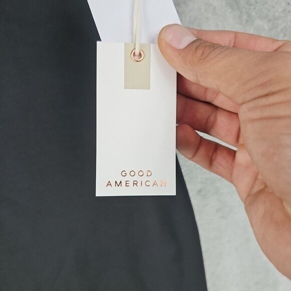 Good American Shift Dress Womens 0 Black Scuba Neoprene Shoulder Pads Mini NWT - Picture 4 of 8